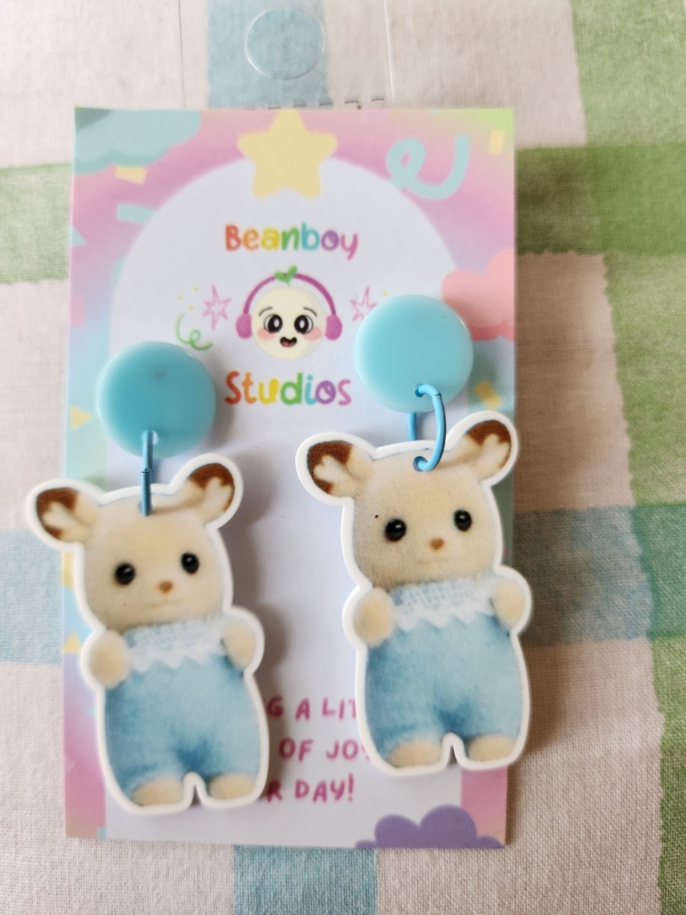 Deer Earrings with blue top