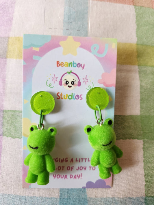 Cute Fuzzy Frog Earrings