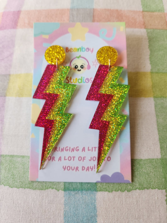 Glitter Lightning Bolt Earrings