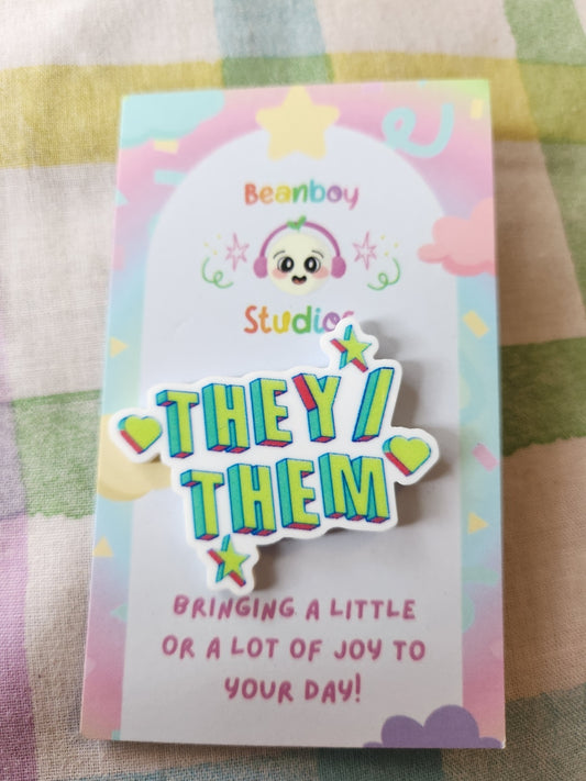 they/them pronoun pin badge!