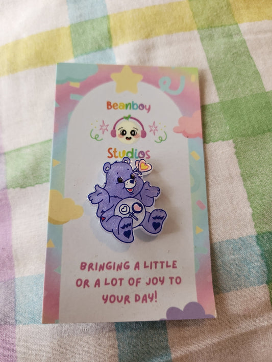 Purple bear pin badge