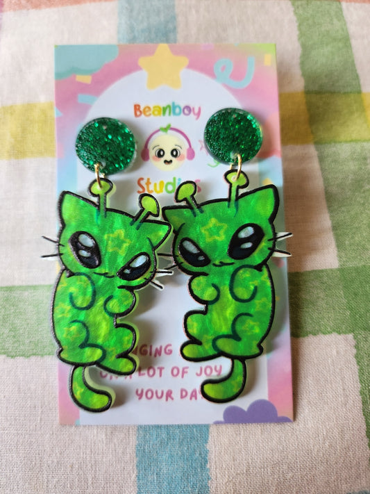 Alien Cat Earrings