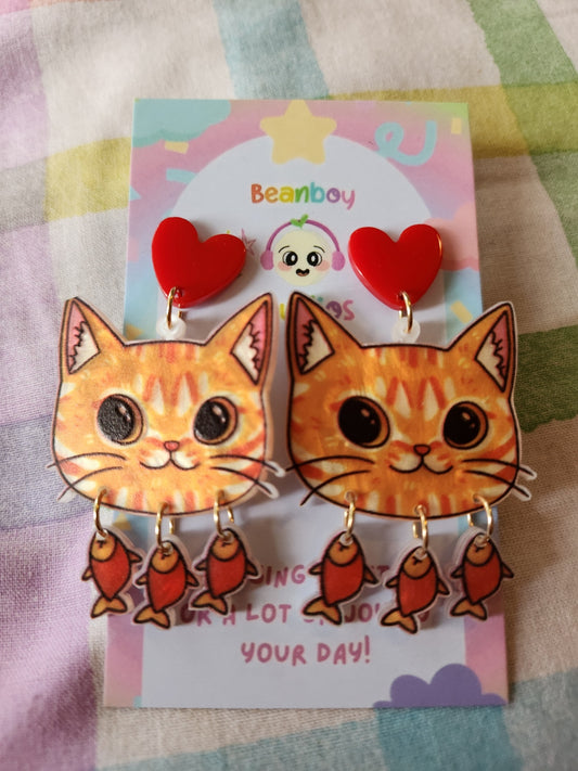 Red top Kitty Earrings