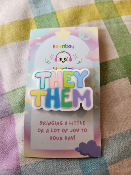 they/them pronoun badge colourful!