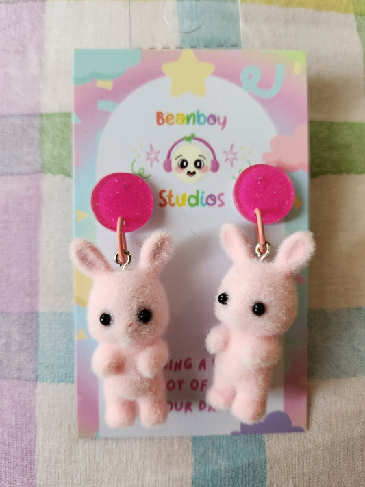 Light Pink Fuzzy Bunny Earrings