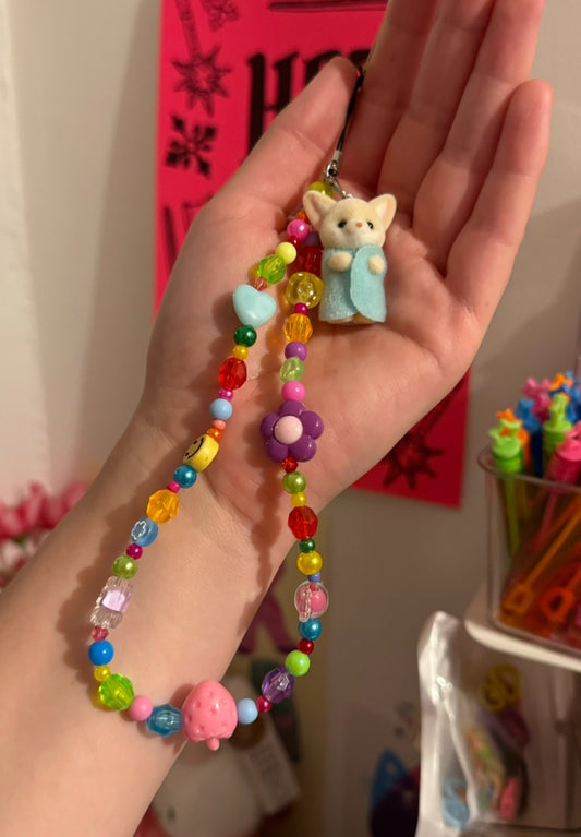 Rainbow fox phone charm