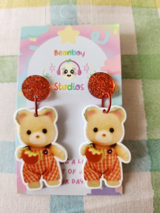 Cute Strawberry Bear Earrings
