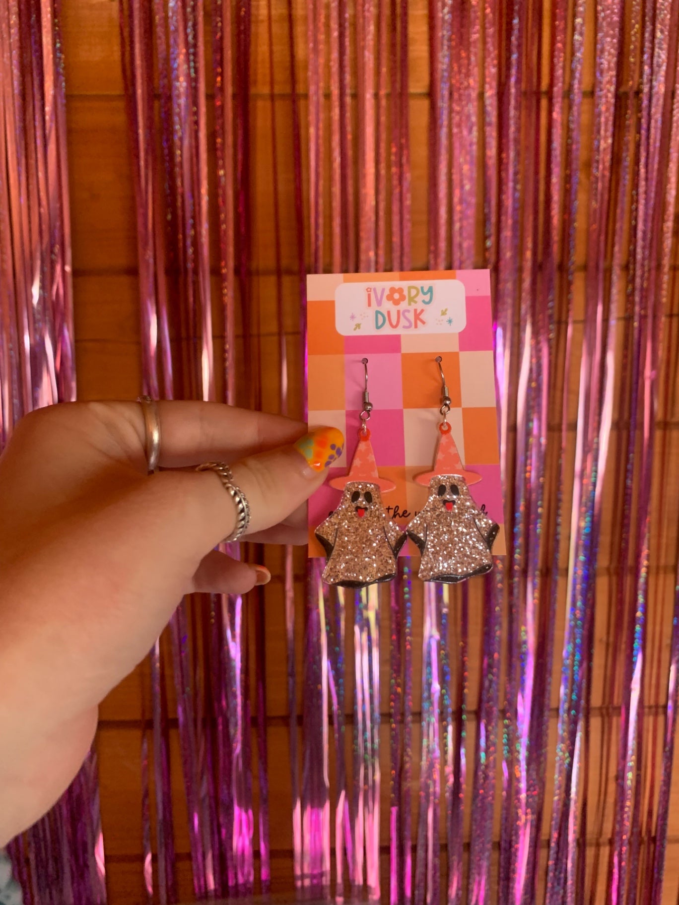 Glitter ghost earrings