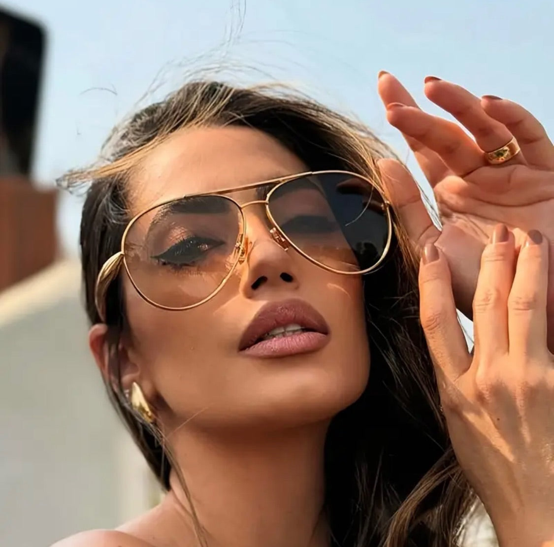 Zara Gold Aviator Sunglasses