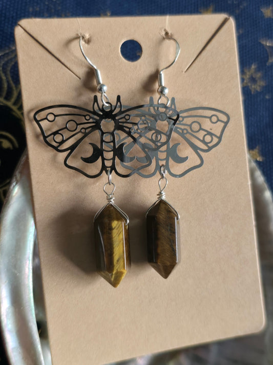 Mothe mini tower tigers eye earrings 