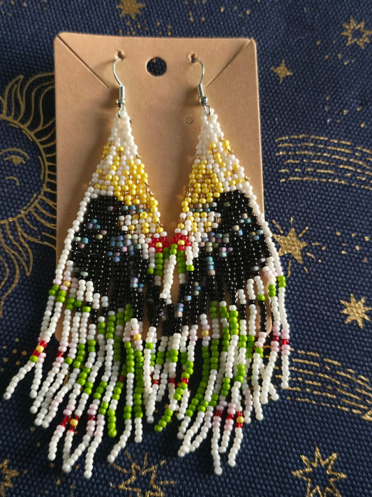 Yellow crow beaded earrings 
