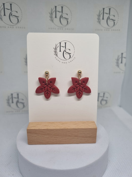 Red leaf earrings 