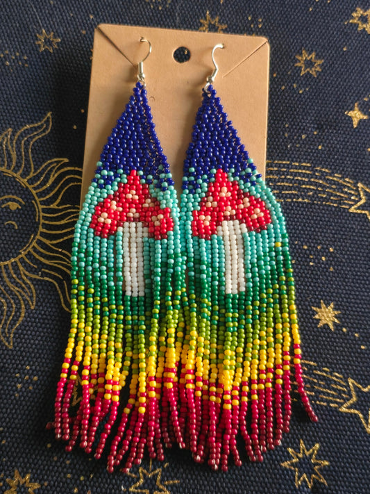 Mushroom beaded earrings 