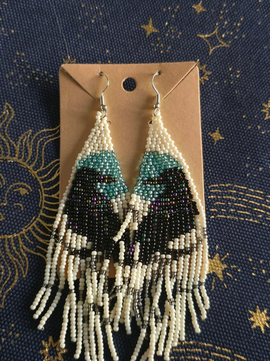 Blue Crow beaded earrings 