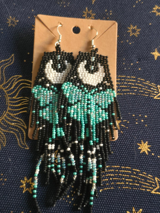 Beaded luna moth earrings 