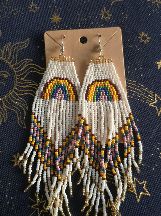 Beaded rainbow earrings 