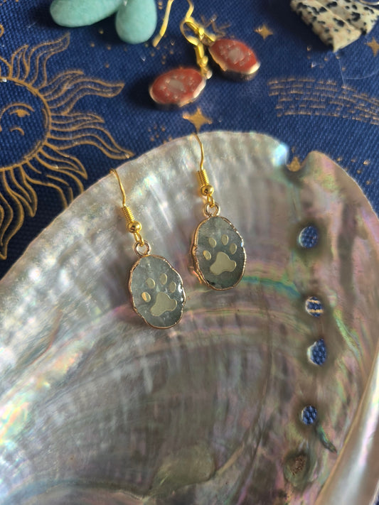 Paw print flourite earrings 