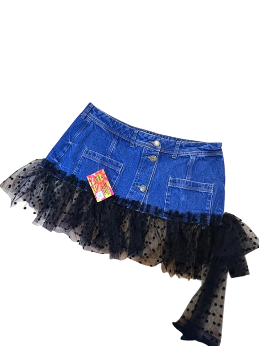 Denim and Sheer Skirt