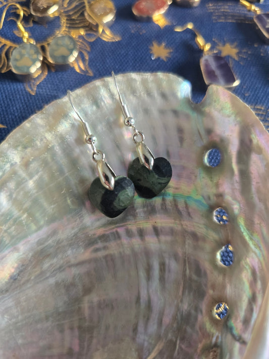 Kambaba jasper heart earrings 