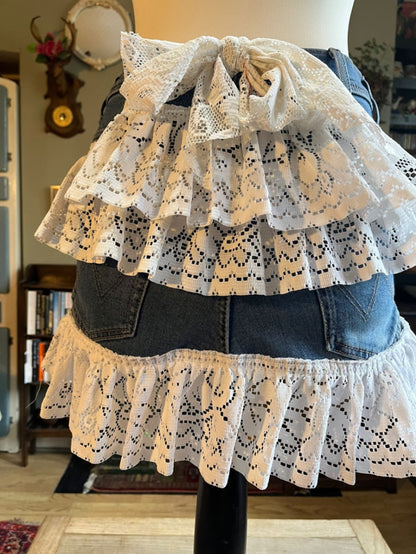 Lace Bow Denim Skirt