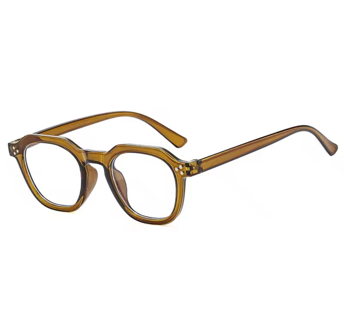 Andie Retro Square Frame Blue Light Glasses- Tea