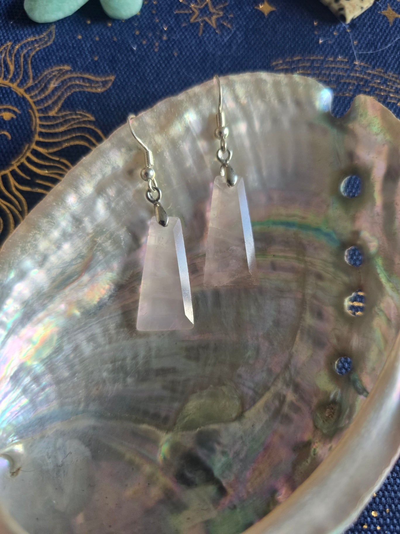 Rose quartz drop earrings 