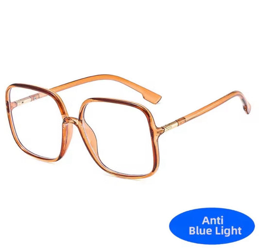 60s Oversized Anti Blue Light Glasses Amber Tan