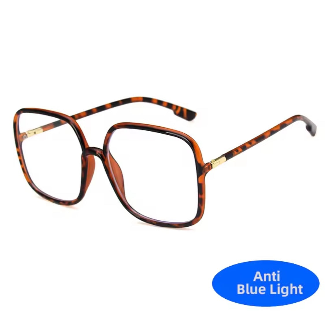 60s Oversized Anti Blue Light Glasses Amber Tan