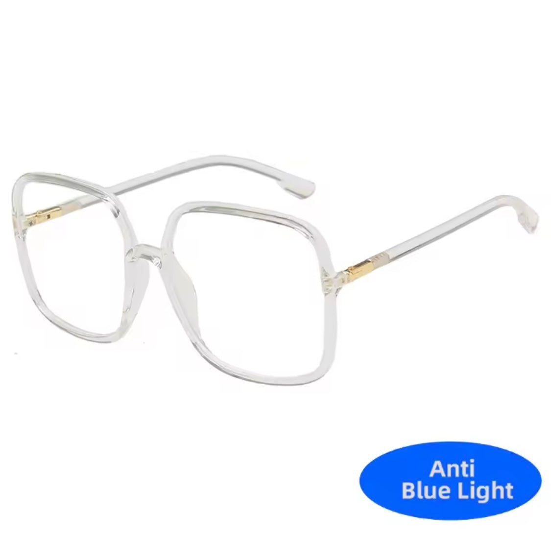 60s Oversized Anti Blue Light Glasses Amber Tan