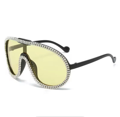 The Paris Crystal Shield Sunglasses – Y2K Oversized Glam Grey
