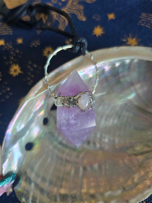 Amethyst and moonstone dt necklace 
