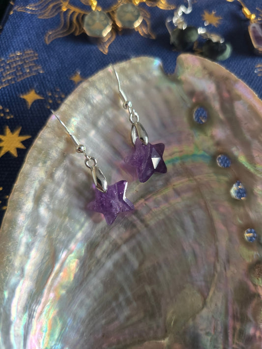 Amethyst star earrings 
