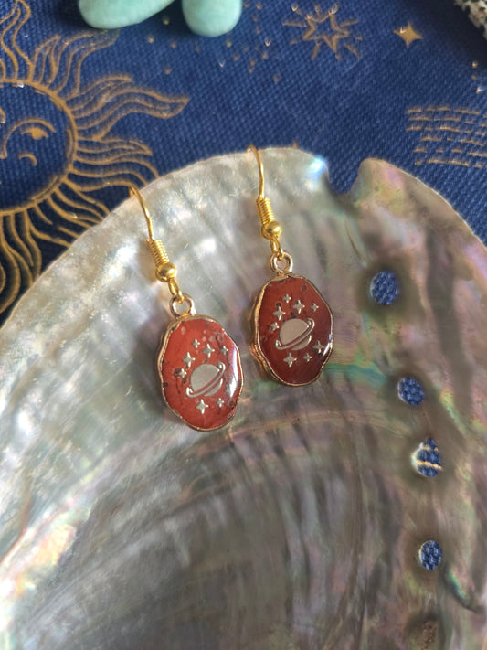 Red jasper planet earrings 