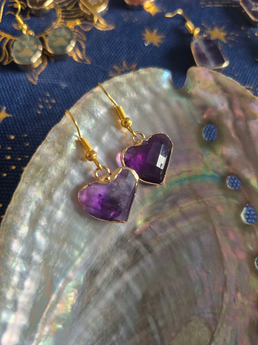 Amethyst heart earrings 