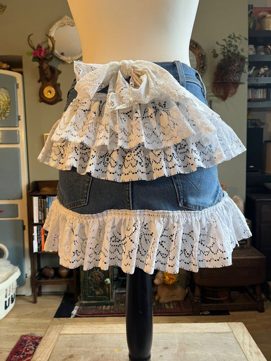 Lace Bow Denim Skirt