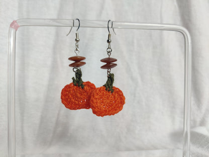 Crochet pumpkin earrings 