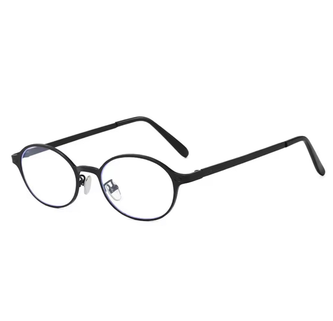 90s Glow Metal Frame Anti Blue Light Glasses –Black