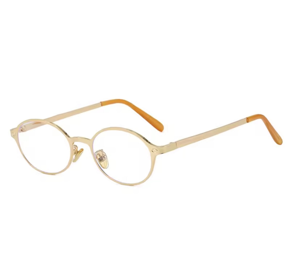 90s Glow Metal Frame Anti Blue Light Glasses –Black