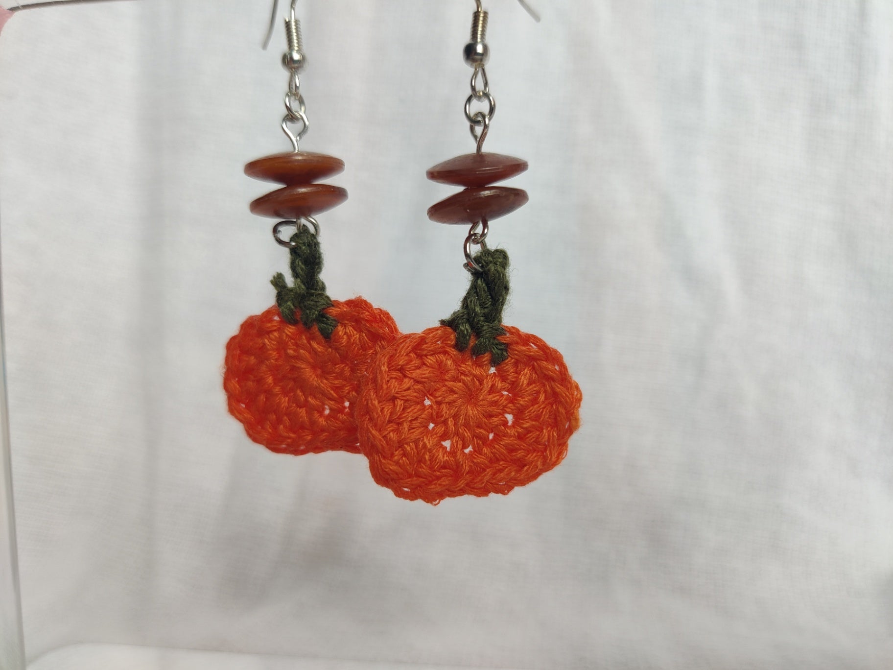 Crochet pumpkin earrings 