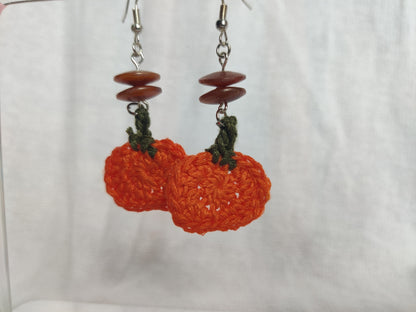 Crochet pumpkin earrings 