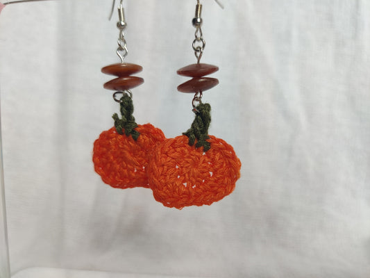Crochet pumpkin earrings 