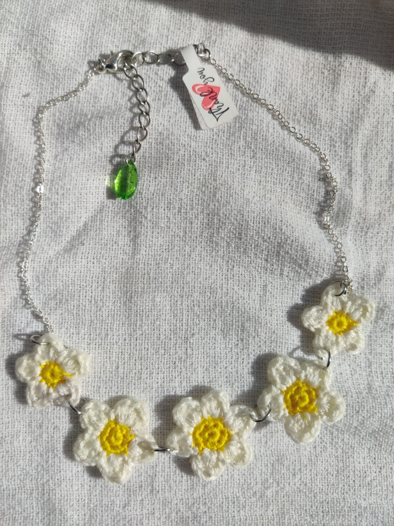 Daisy flower crochet necklace