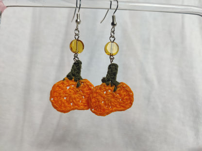 Crochet pumpkin earrings, Halloween, autumn 