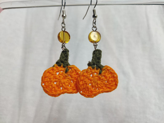 Crochet pumpkin earrings, Halloween, autumn 