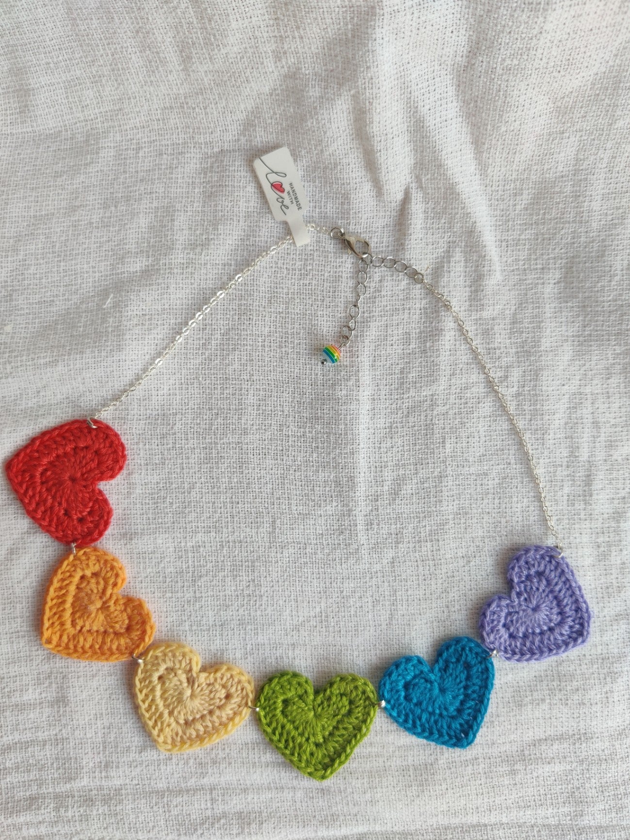 Rainbow heart, pride necklace