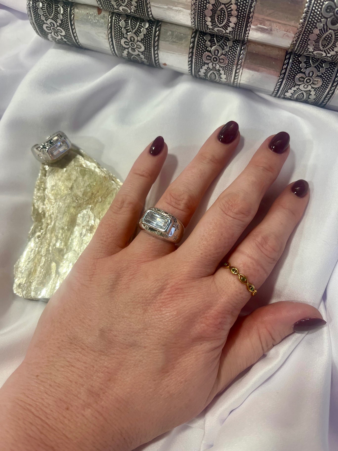 Celestial Rectangle CZ Ring – Silver 