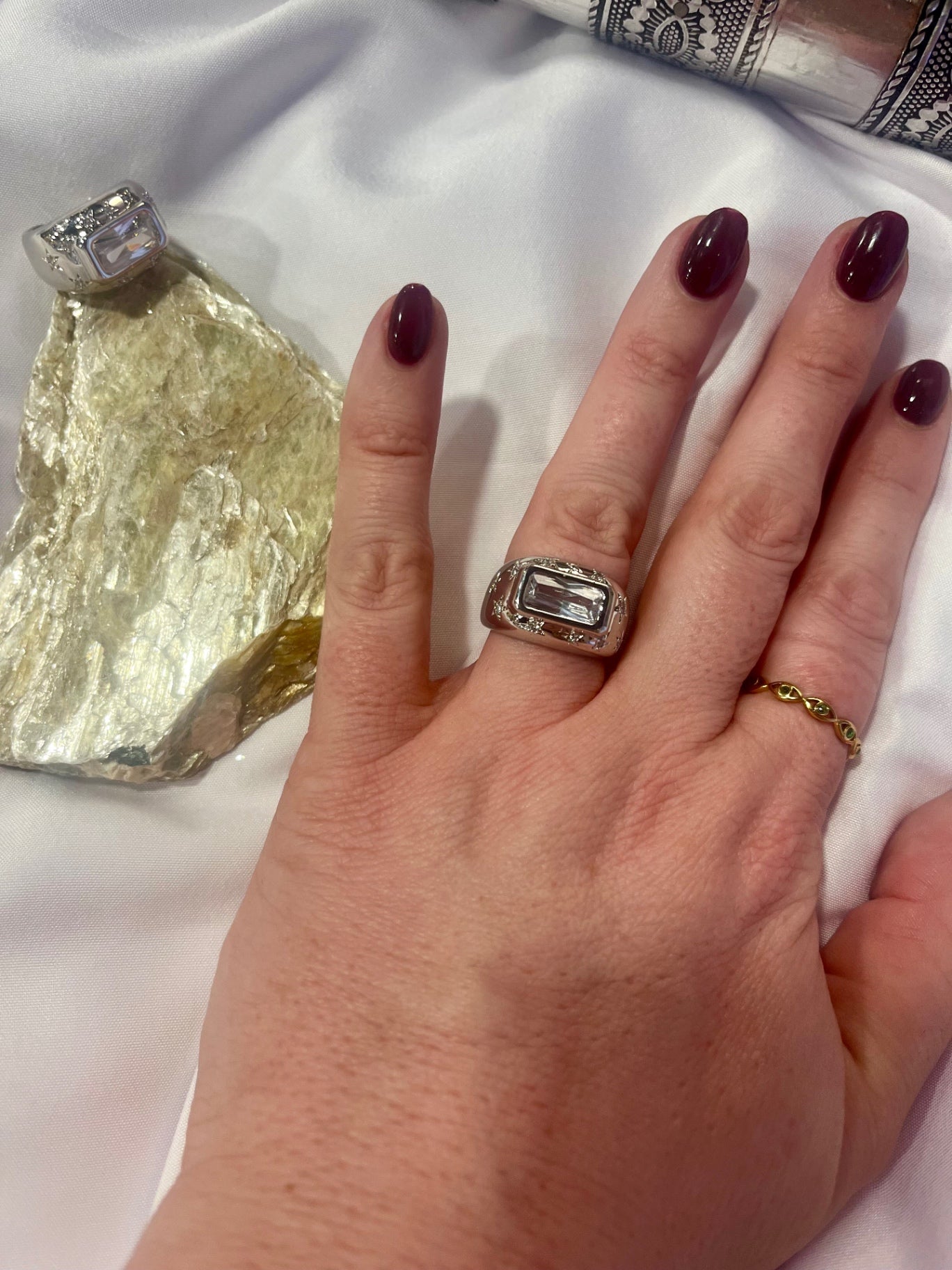 Celestial Rectangle CZ Ring – Silver 