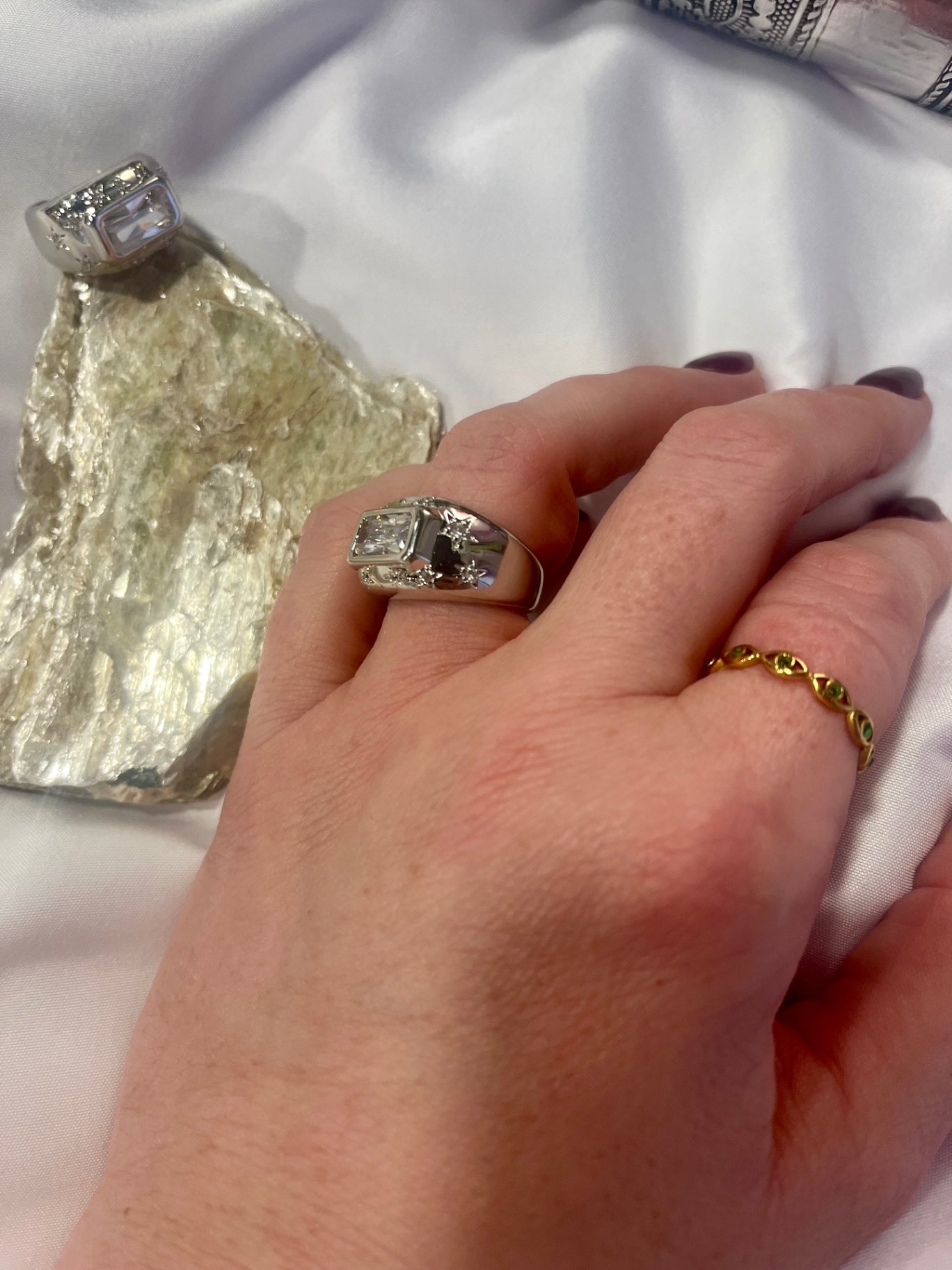 Celestial Rectangle CZ Ring – Silver 