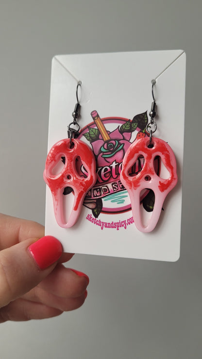 Blood Drip Ghostface Earrings – Scream Inspired - Stainless Steel Hooks