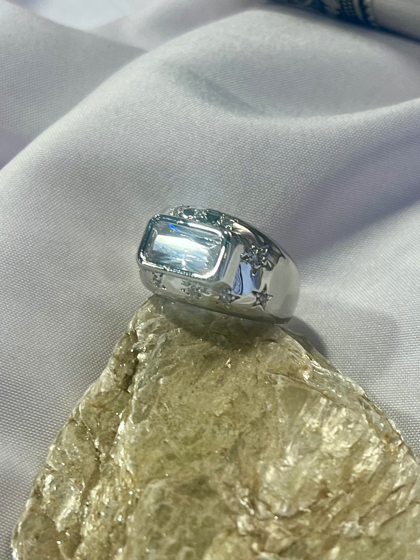 Celestial Rectangle CZ Ring – Silver 